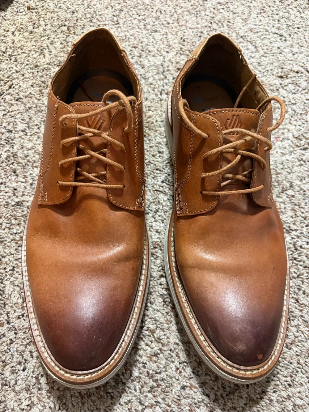 Johnston & Murphy Men's Tan Leather Derby Shoes - Classic Lace-Up size 11.5 EUC